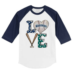 Seattle Mariners Tiny Turnip Youth Baseball Love 3/4-Sleeve Raglan T-Shirt - MLB T-shirts