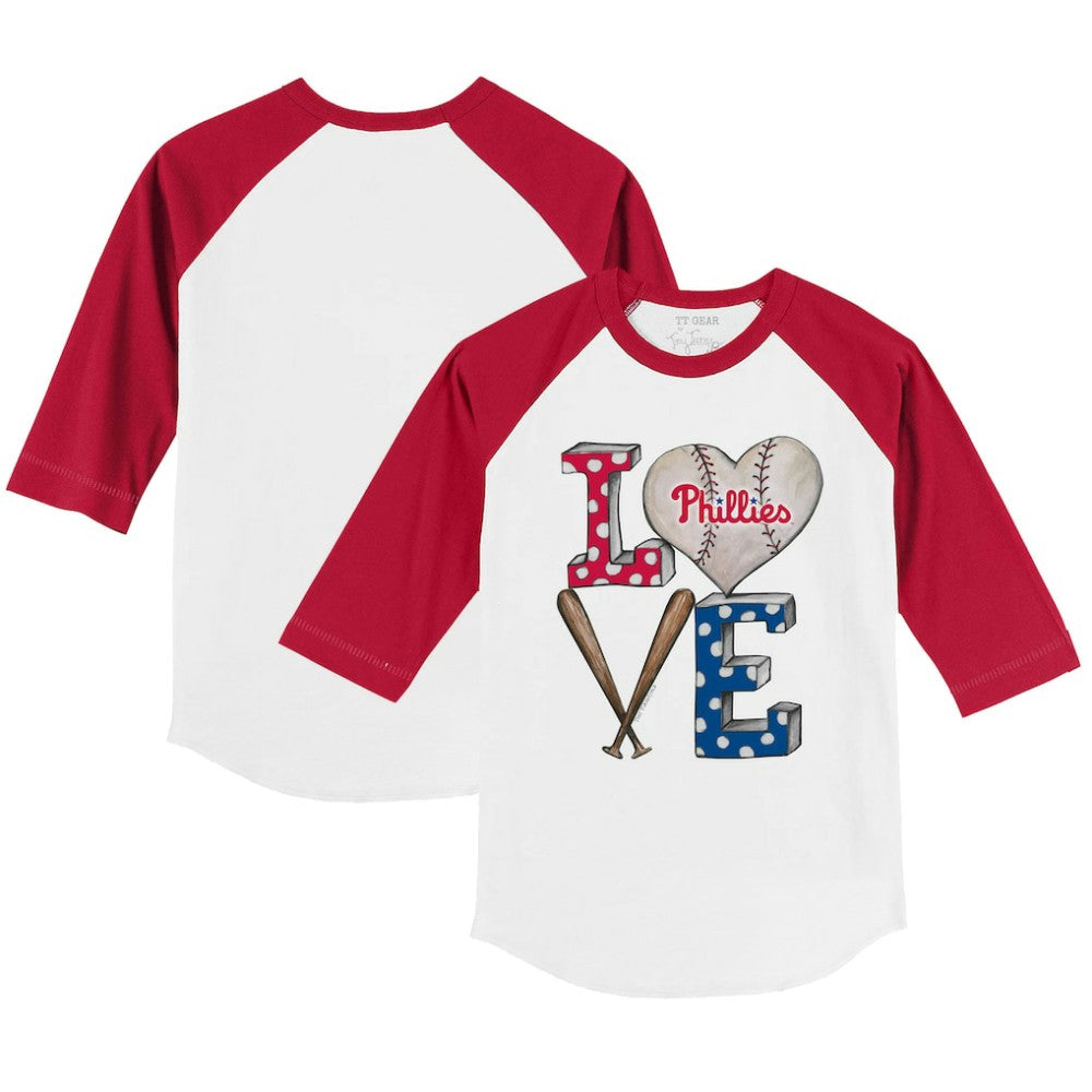 Philadelphia Phillies Tiny Turnip Youth Baseball Love 3/4-Sleeve Raglan T-Shirt - MLB T-shirts