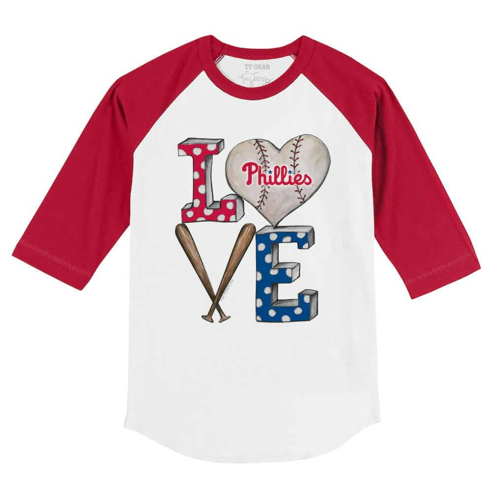 Philadelphia Phillies Tiny Turnip Youth Baseball Love 3/4-Sleeve Raglan T-Shirt - MLB T-shirts