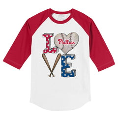 Philadelphia Phillies Tiny Turnip Youth Baseball Love 3/4-Sleeve Raglan T-Shirt - MLB T-shirts