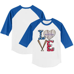 Texas Rangers Tiny Turnip Youth Baseball Love 3/4-Sleeve Raglan T-Shirt - MLB T-shirts