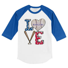 Texas Rangers Tiny Turnip Youth Baseball Love 3/4-Sleeve Raglan T-Shirt - MLB T-shirts