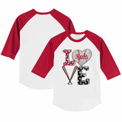 Cincinnati Reds Tiny Turnip Youth Baseball Love 3/4-Sleeve Raglan T-Shirt - MLB T-shirts