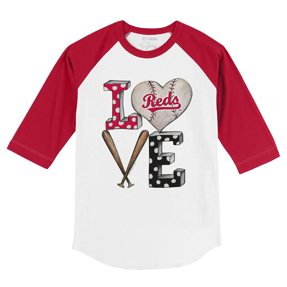 Cincinnati Reds Tiny Turnip Youth Baseball Love 3/4-Sleeve Raglan T-Shirt - MLB T-shirts