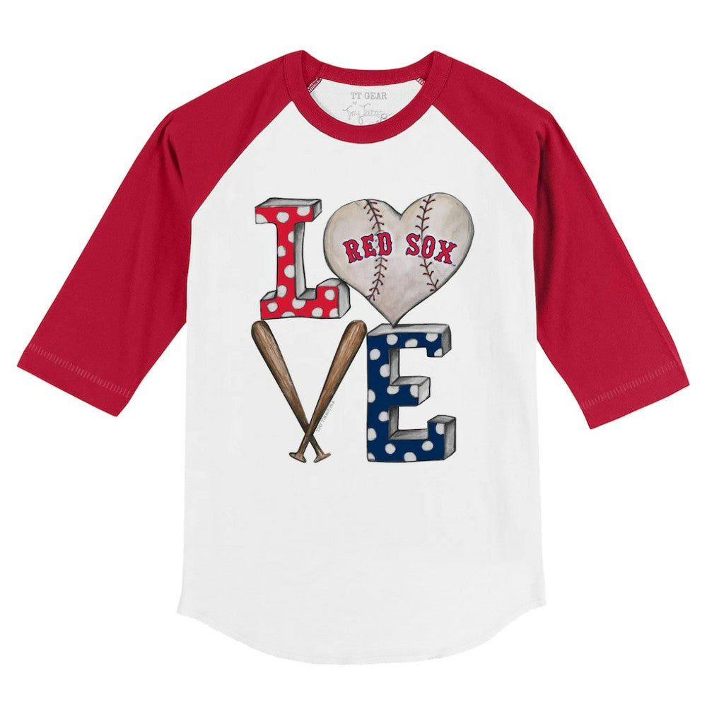 Boston Red Sox Tiny Turnip Youth Baseball Love 3/4-Sleeve Raglan T-Shirt - MLB T-shirts