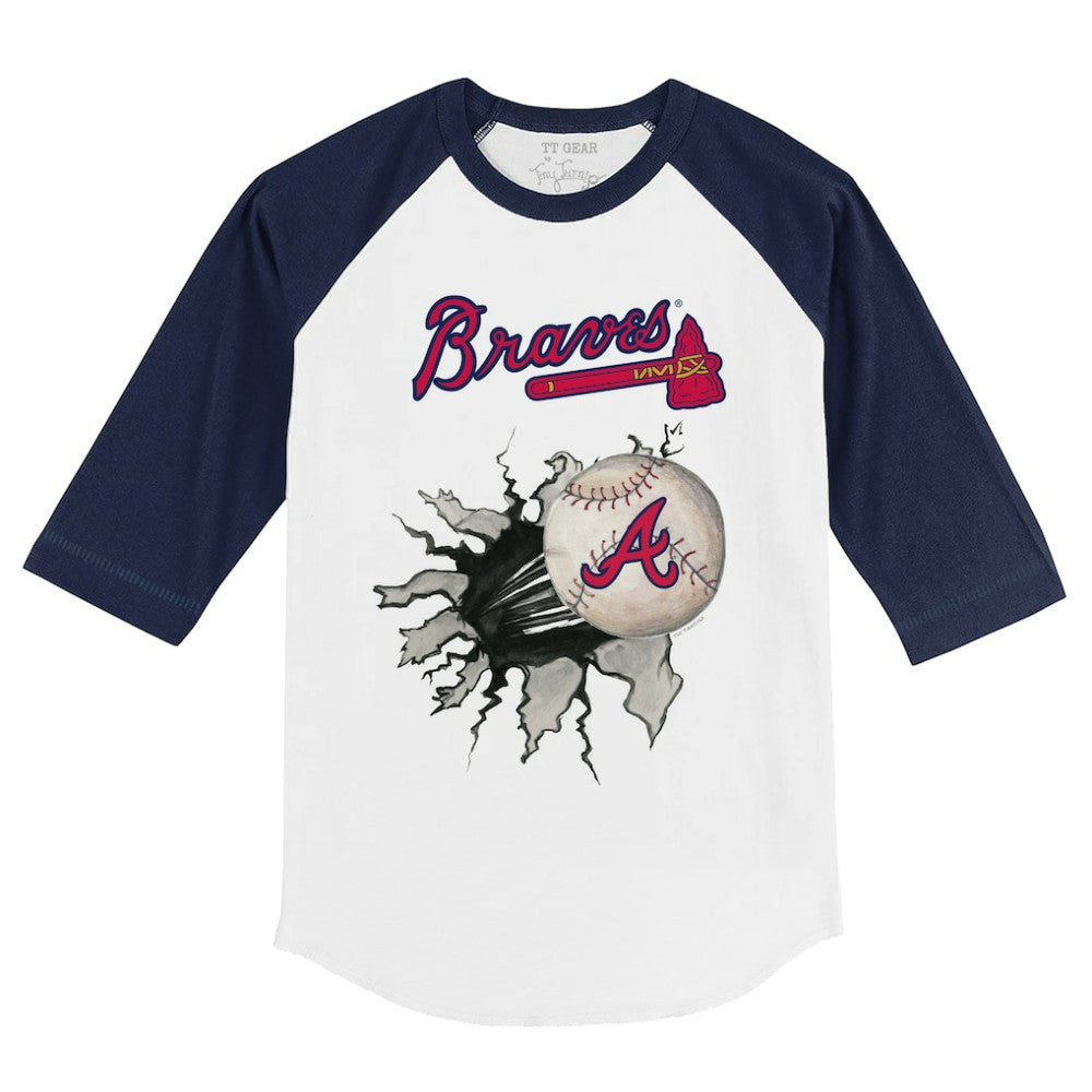 Atlanta Braves Tiny Turnip Youth Baseball Tear 3/4-Sleeve Raglan T-Shirt - MLB T-shirts