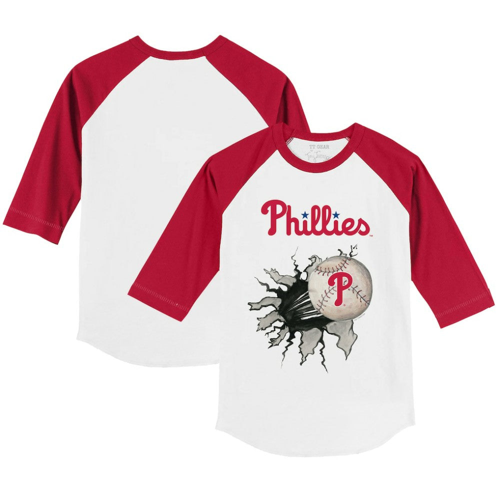 Philadelphia Phillies Tiny Turnip Youth Baseball Tear 3/4-Sleeve Raglan T-Shirt - MLB T-shirts