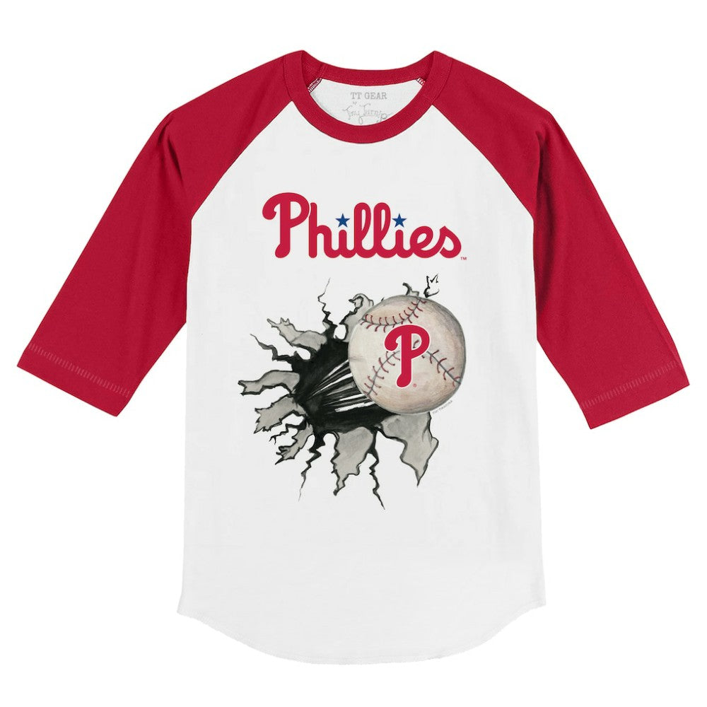 Philadelphia Phillies Tiny Turnip Youth Baseball Tear 3/4-Sleeve Raglan T-Shirt - MLB T-shirts