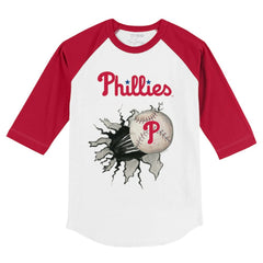 Philadelphia Phillies Tiny Turnip Youth Baseball Tear 3/4-Sleeve Raglan T-Shirt - MLB T-shirts