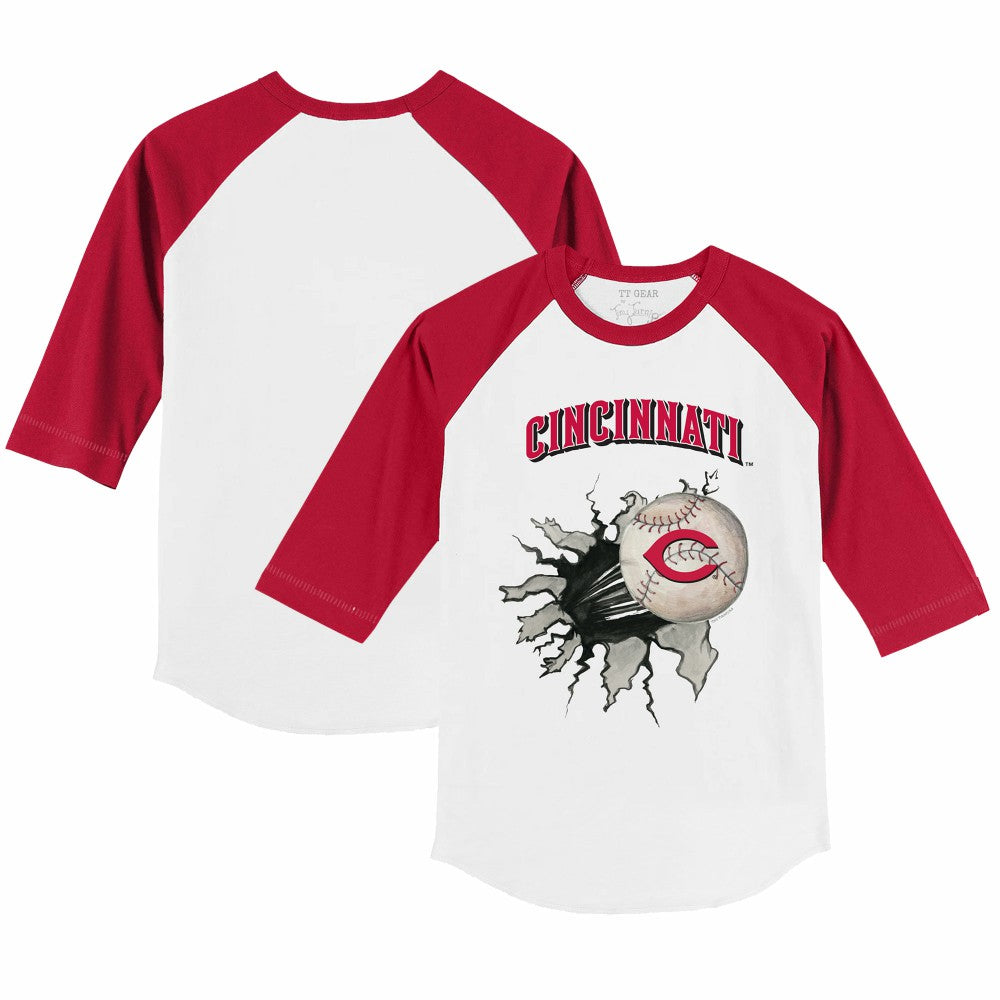 Cincinnati Reds Tiny Turnip Youth Baseball Tear 3/4-Sleeve Raglan T-Shirt - MLB T-shirts