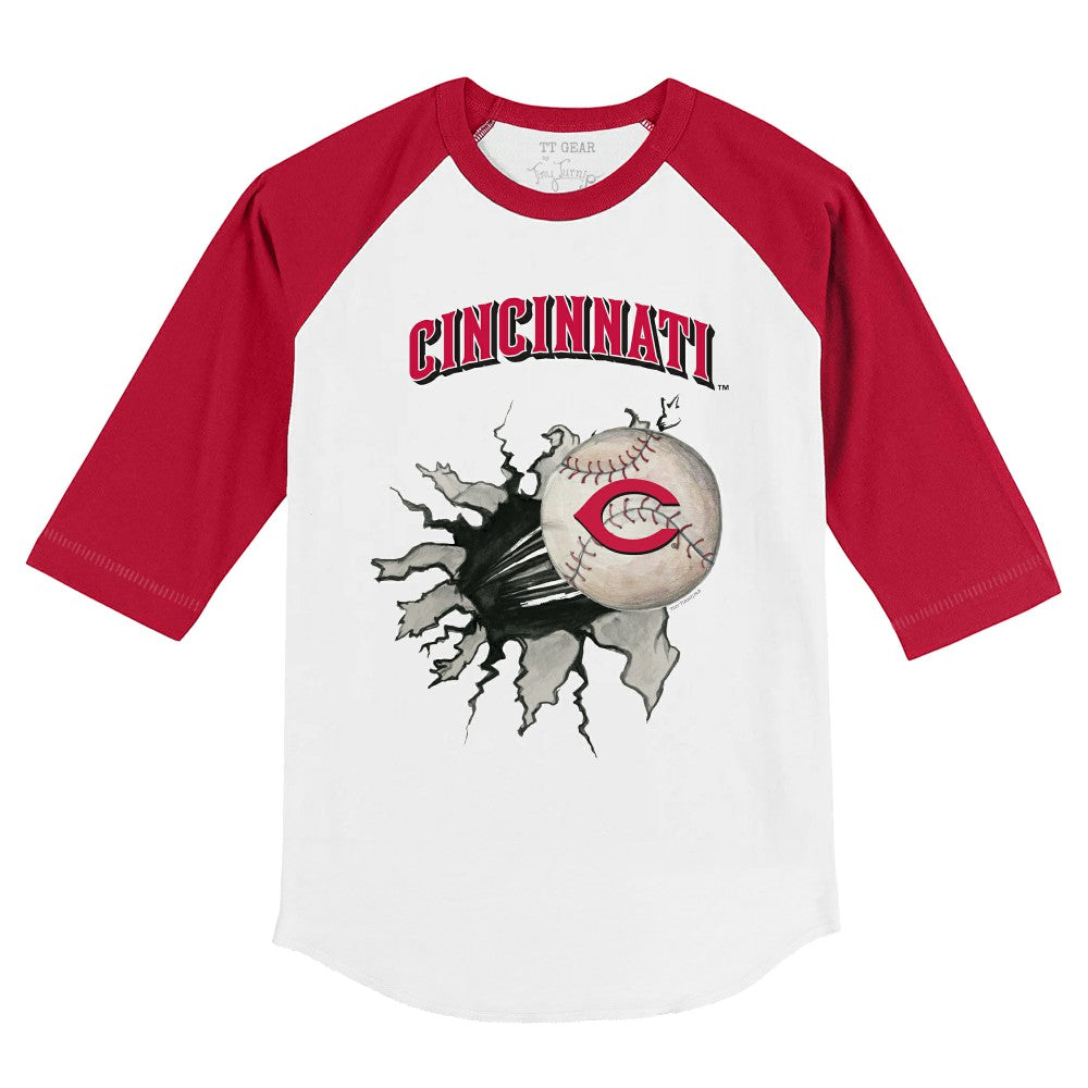 Cincinnati Reds Tiny Turnip Youth Baseball Tear 3/4-Sleeve Raglan T-Shirt - MLB T-shirts