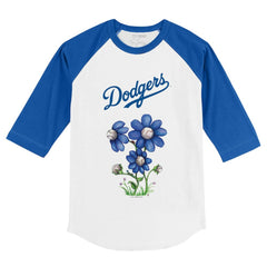 Los Angeles Dodgers Tiny Turnip Youth Blooming Baseballs 3/4-Sleeve Raglan T-Shirt - MLB T-shirts