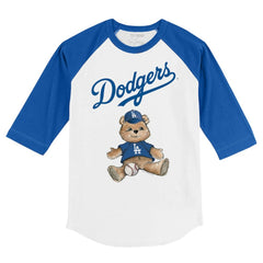 Los Angeles Dodgers Tiny Turnip Youth Teddy Boy 3/4-Sleeve Raglan T-Shirt - MLB T-shirts