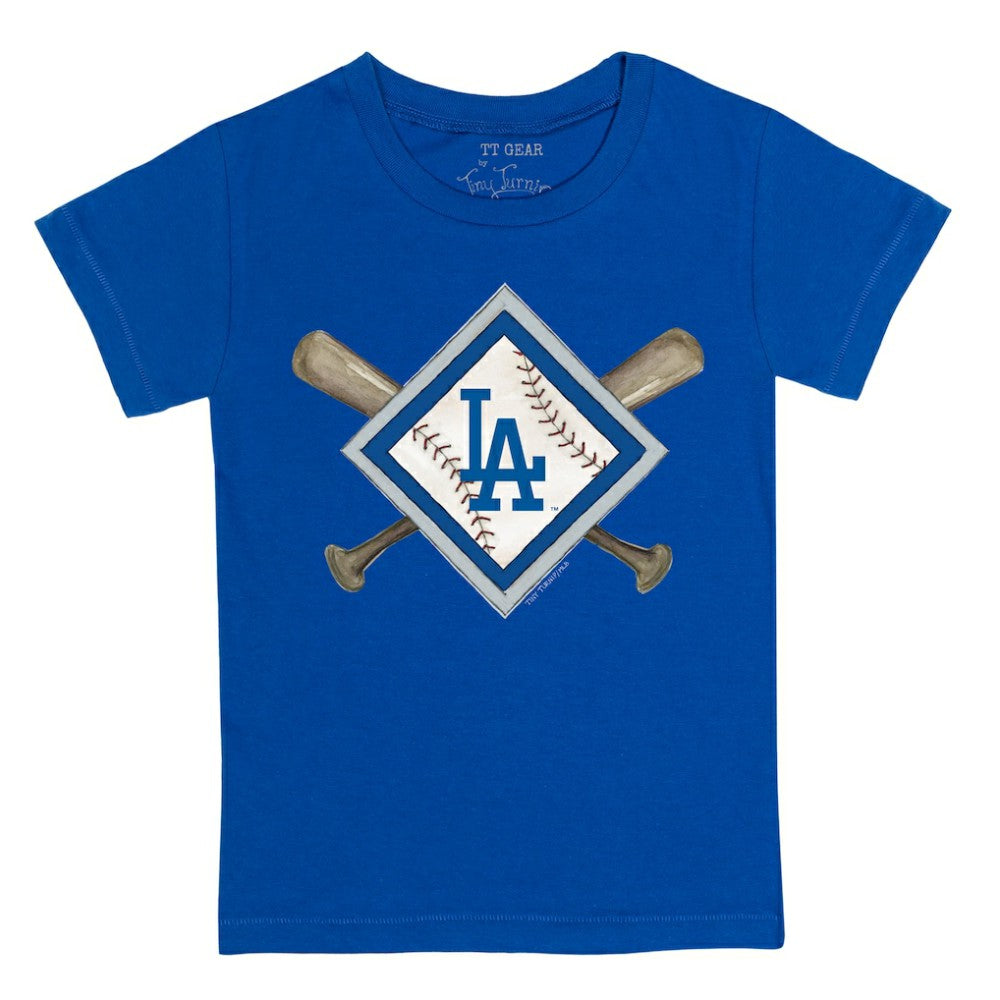 Los Angeles Dodgers Tiny Turnip Youth Diamond Cross Bats T-Shirt - MLB T-shirts