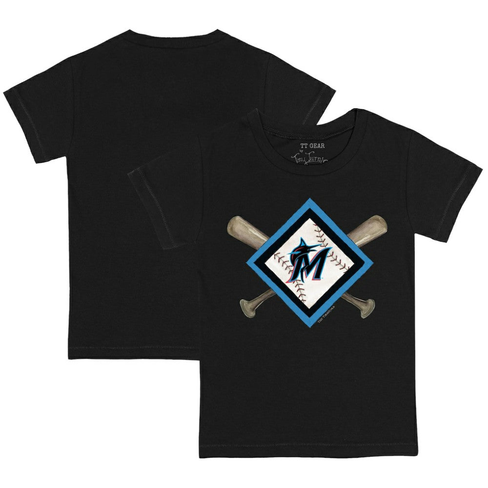 Miami Marlins Tiny Turnip Youth Diamond Cross Bats T-Shirt - MLB T-shirts