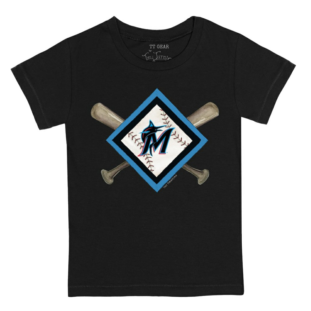Miami Marlins Tiny Turnip Youth Diamond Cross Bats T-Shirt - MLB T-shirts