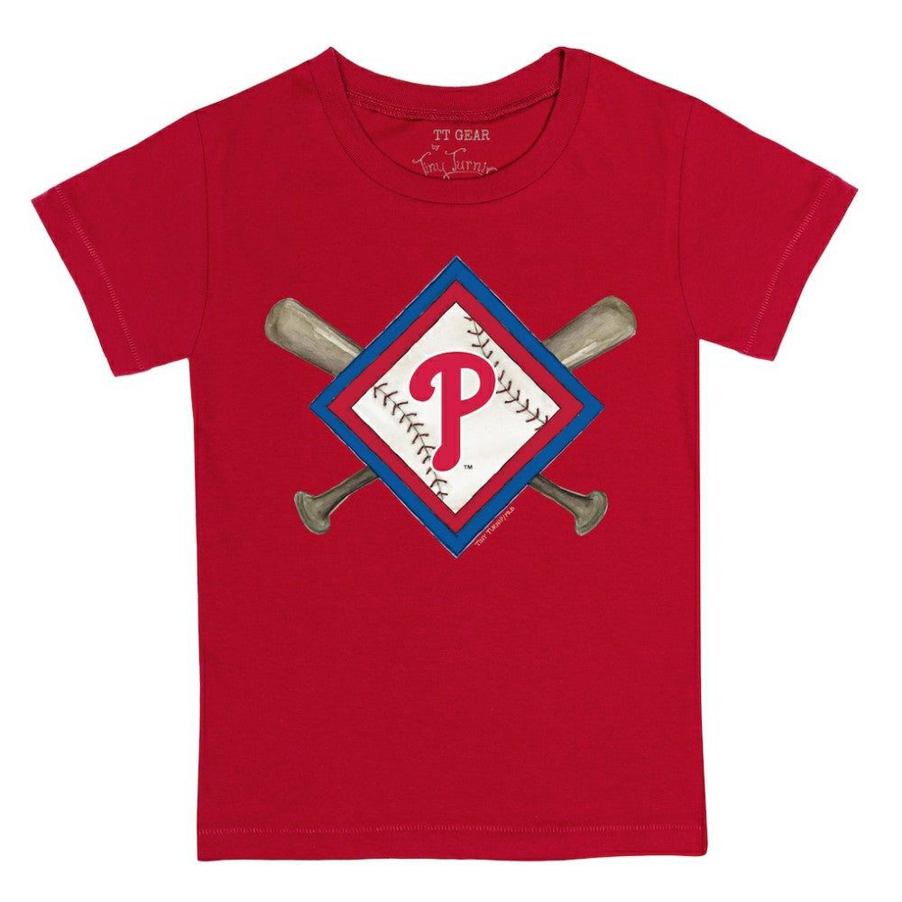 Philadelphia Phillies Tiny Turnip Youth Diamond Cross Bats T-Shirt - MLB T-shirts