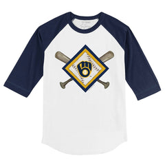 Milwaukee Brewers Tiny Turnip Youth Diamond Cross Bats 3/4-Sleeve Raglan T-Shirt - MLB T-shirts