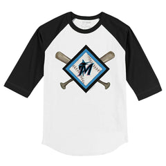 Miami Marlins Tiny Turnip Youth Diamond Cross Bats 3/4-Sleeve Raglan T-Shirt - MLB T-shirts