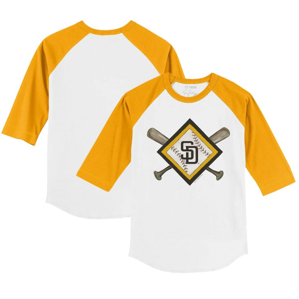 San Diego Padres Tiny Turnip Youth Diamond Cross Bats 3/4-Sleeve Raglan T-Shirt - MLB T-shirts