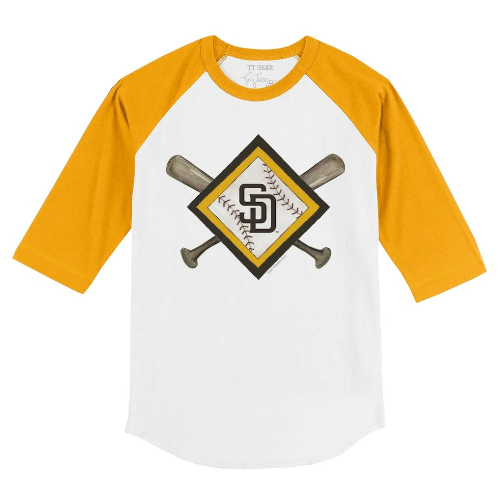 San Diego Padres Tiny Turnip Youth Diamond Cross Bats 3/4-Sleeve Raglan T-Shirt - MLB T-shirts