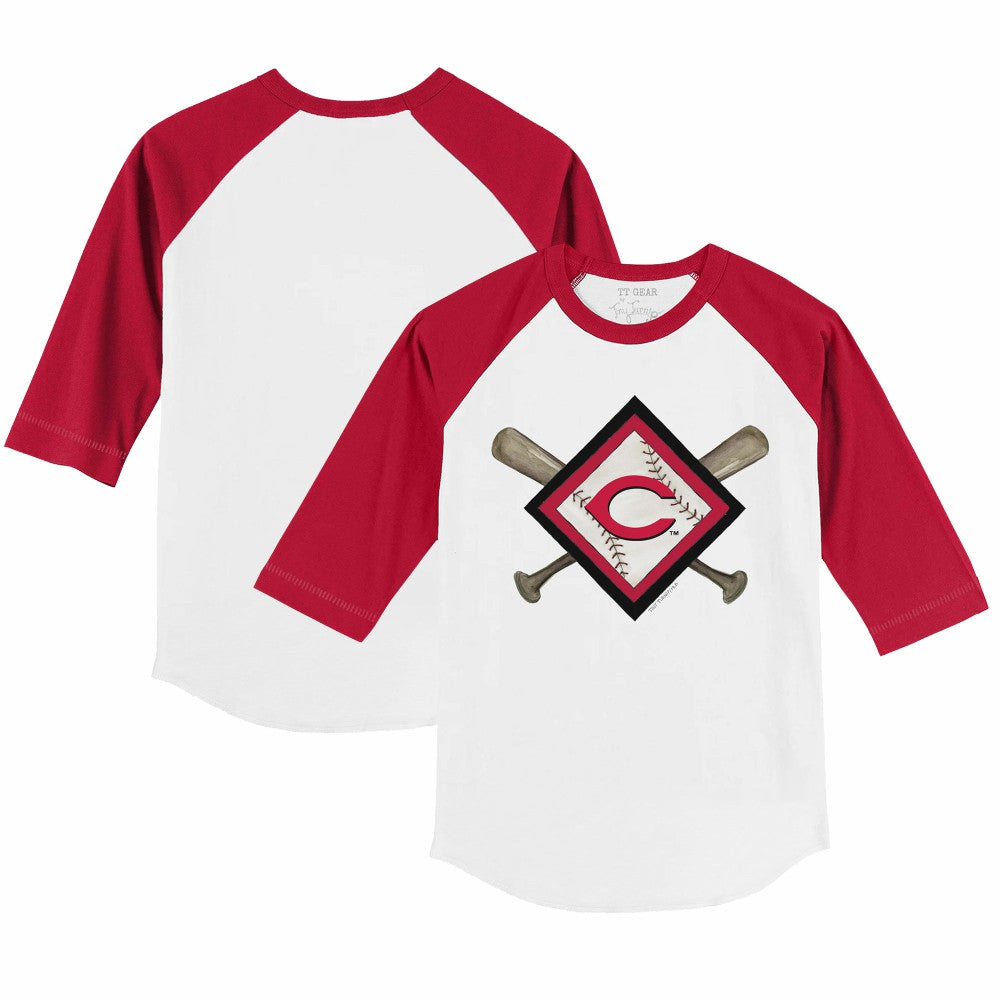 Cincinnati Reds Tiny Turnip Youth Diamond Cross Bats 3/4-Sleeve Raglan T-Shirt - MLB T-shirts
