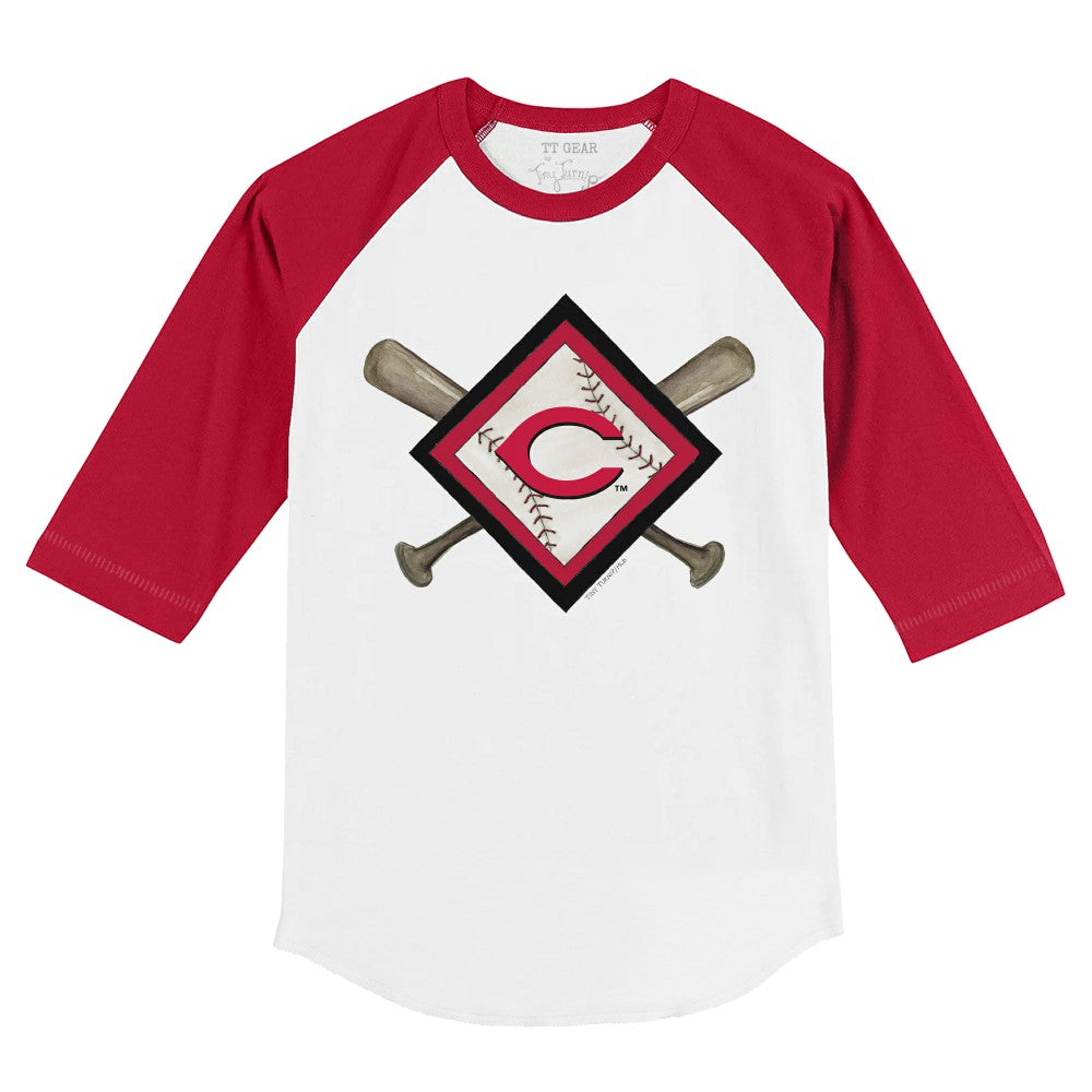 Cincinnati Reds Tiny Turnip Youth Diamond Cross Bats 3/4-Sleeve Raglan T-Shirt - MLB T-shirts