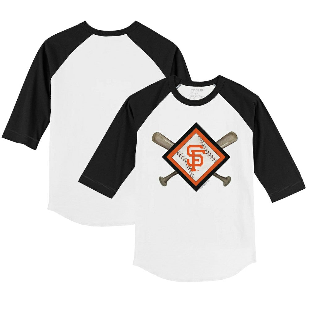 San Francisco Giants Tiny Turnip Youth Diamond Cross Bats 3/4-Sleeve Raglan T-Shirt - MLB T-shirts