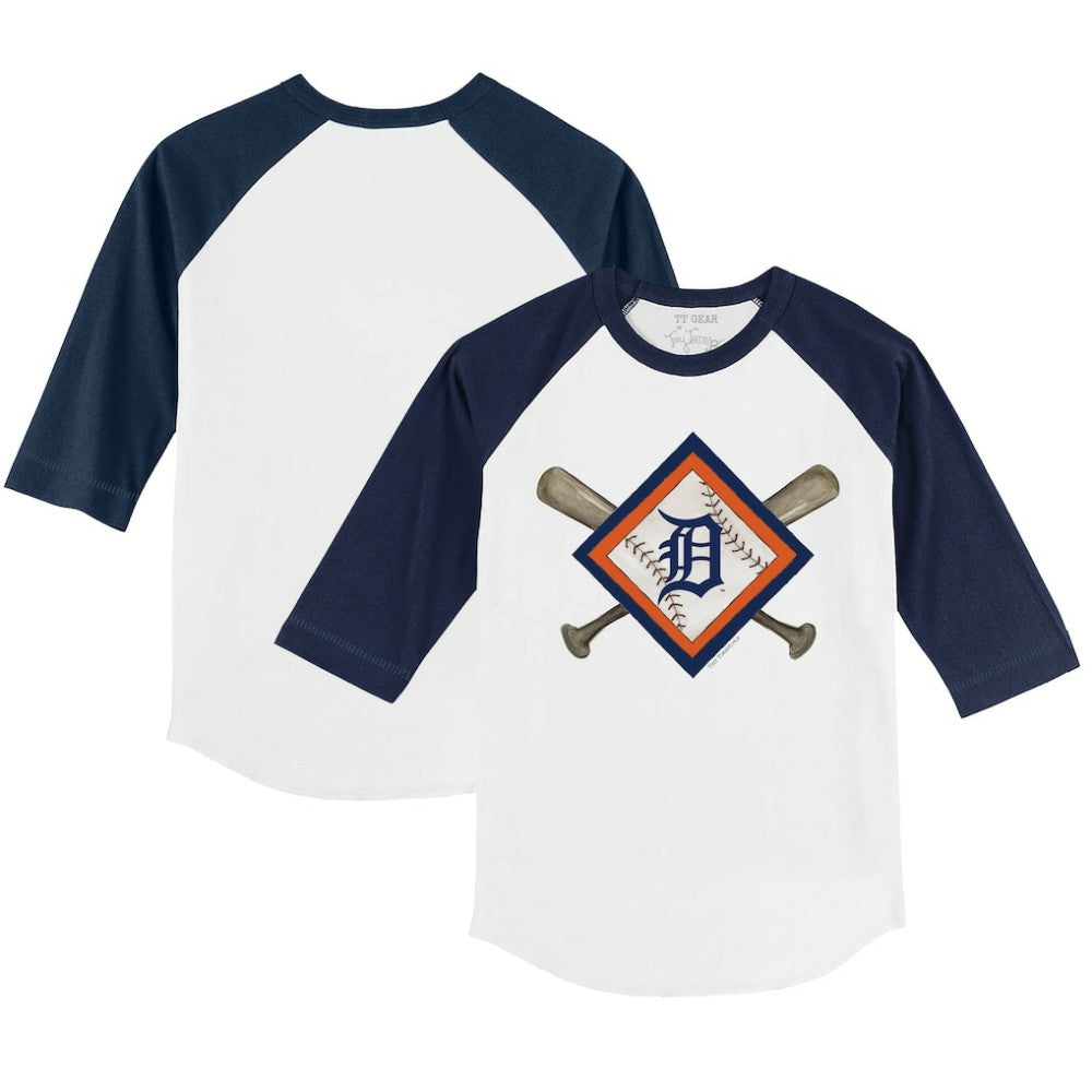 Detroit Tigers Tiny Turnip Youth Diamond Cross Bats 3/4-Sleeve Raglan T-Shirt - MLB T-shirts