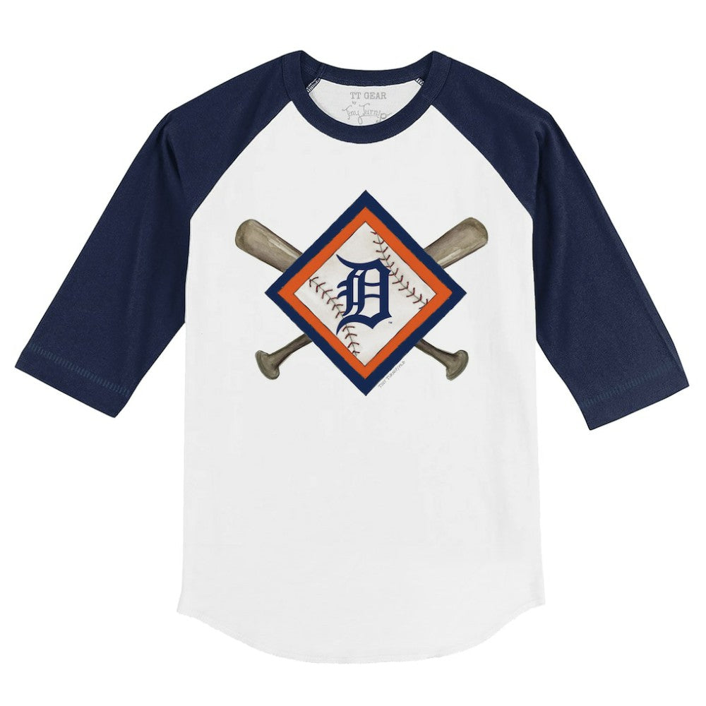 Detroit Tigers Tiny Turnip Youth Diamond Cross Bats 3/4-Sleeve Raglan T-Shirt - MLB T-shirts