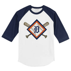 Detroit Tigers Tiny Turnip Youth Diamond Cross Bats 3/4-Sleeve Raglan T-Shirt - MLB T-shirts