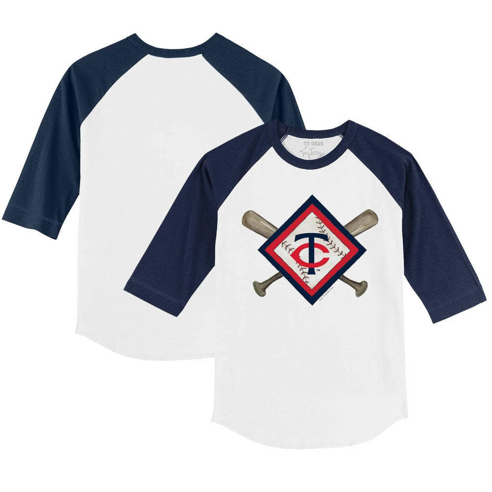 Minnesota Twins Tiny Turnip Youth Diamond Cross Bats 3/4-Sleeve Raglan T-Shirt - MLB T-shirts