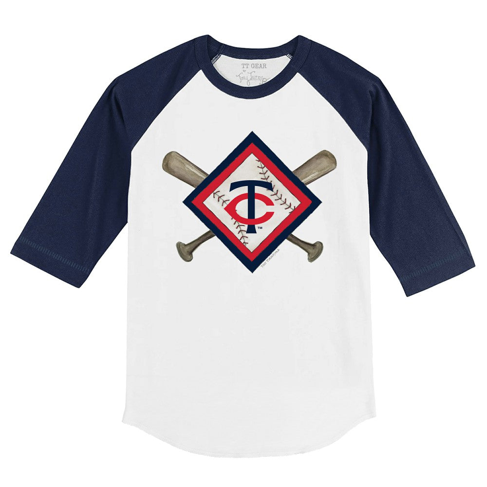 Minnesota Twins Tiny Turnip Youth Diamond Cross Bats 3/4-Sleeve Raglan T-Shirt - MLB T-shirts