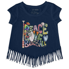Tampa Bay Rays Tiny Turnip Girls Youth Peace Love Baseball Fringe T-Shirt - MLB T-shirts