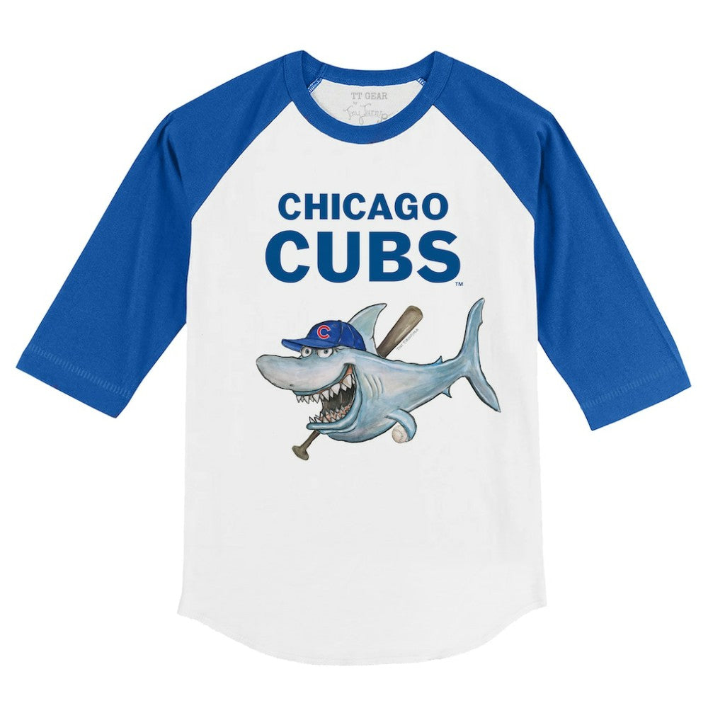Chicago Cubs Tiny Turnip Youth Shark 3/4-Sleeve Raglan T-Shirt - MLB T-shirts