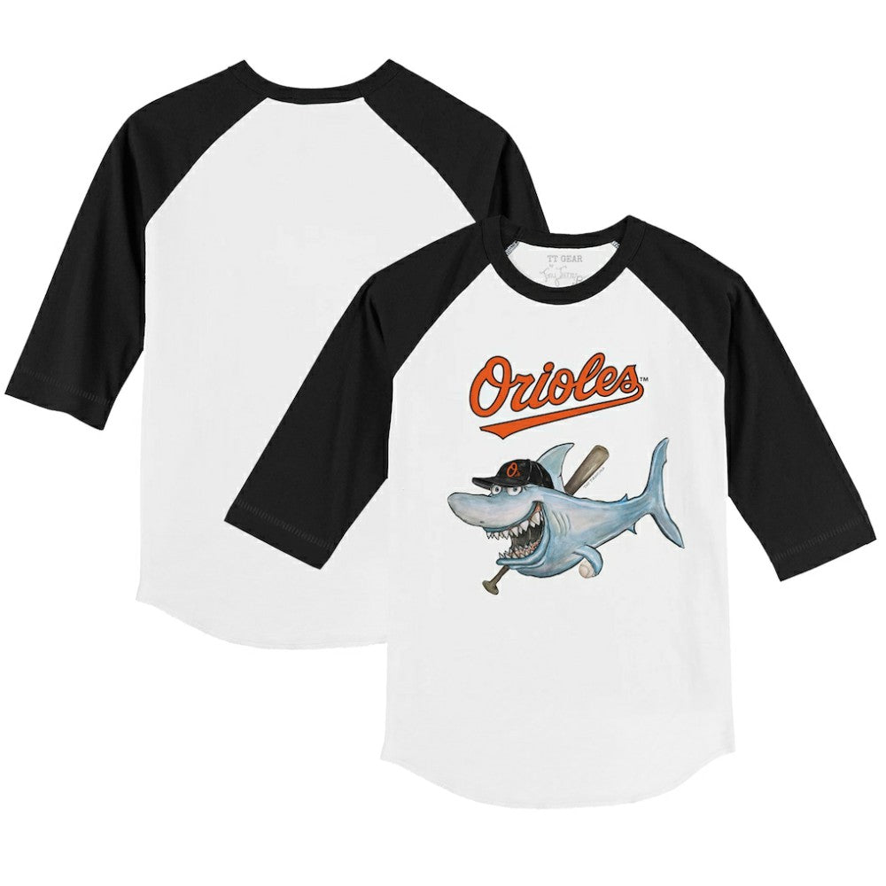 Baltimore Orioles Tiny Turnip Youth Shark 3/4-Sleeve Raglan T-Shirt - MLB T-shirts