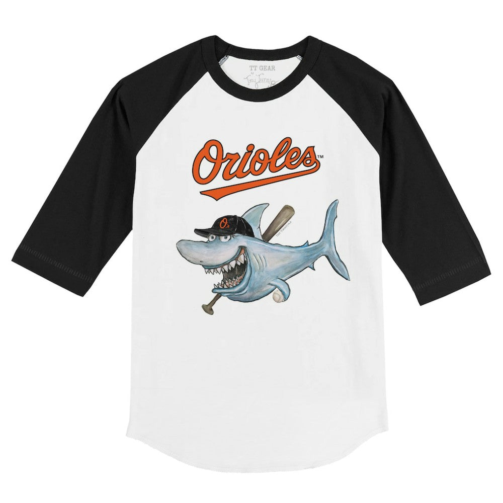 Baltimore Orioles Tiny Turnip Youth Shark 3/4-Sleeve Raglan T-Shirt - MLB T-shirts