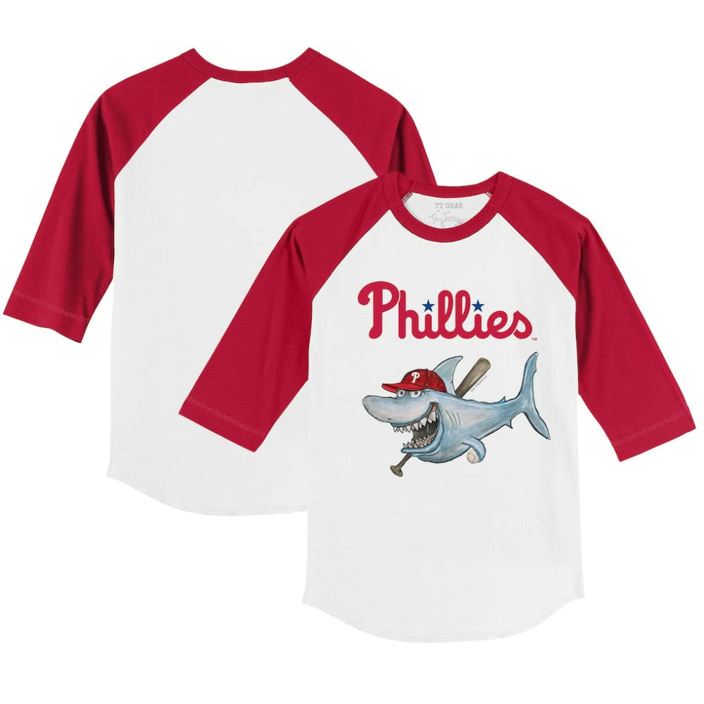 Philadelphia Phillies Tiny Turnip Youth Shark 3/4-Sleeve Raglan T-Shirt - MLB T-shirts