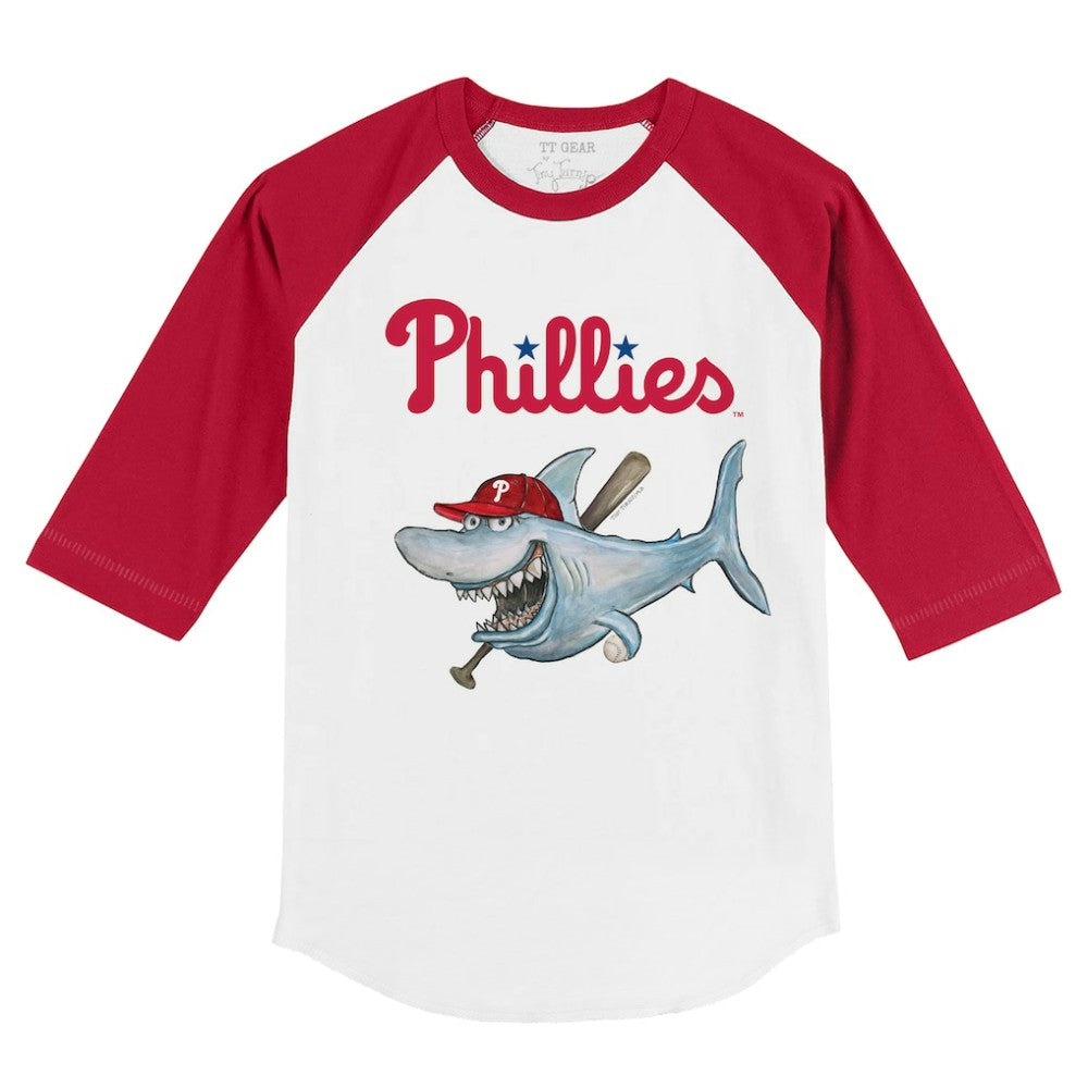 Philadelphia Phillies Tiny Turnip Youth Shark 3/4-Sleeve Raglan T-Shirt - MLB T-shirts