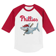 Philadelphia Phillies Tiny Turnip Youth Shark 3/4-Sleeve Raglan T-Shirt - MLB T-shirts