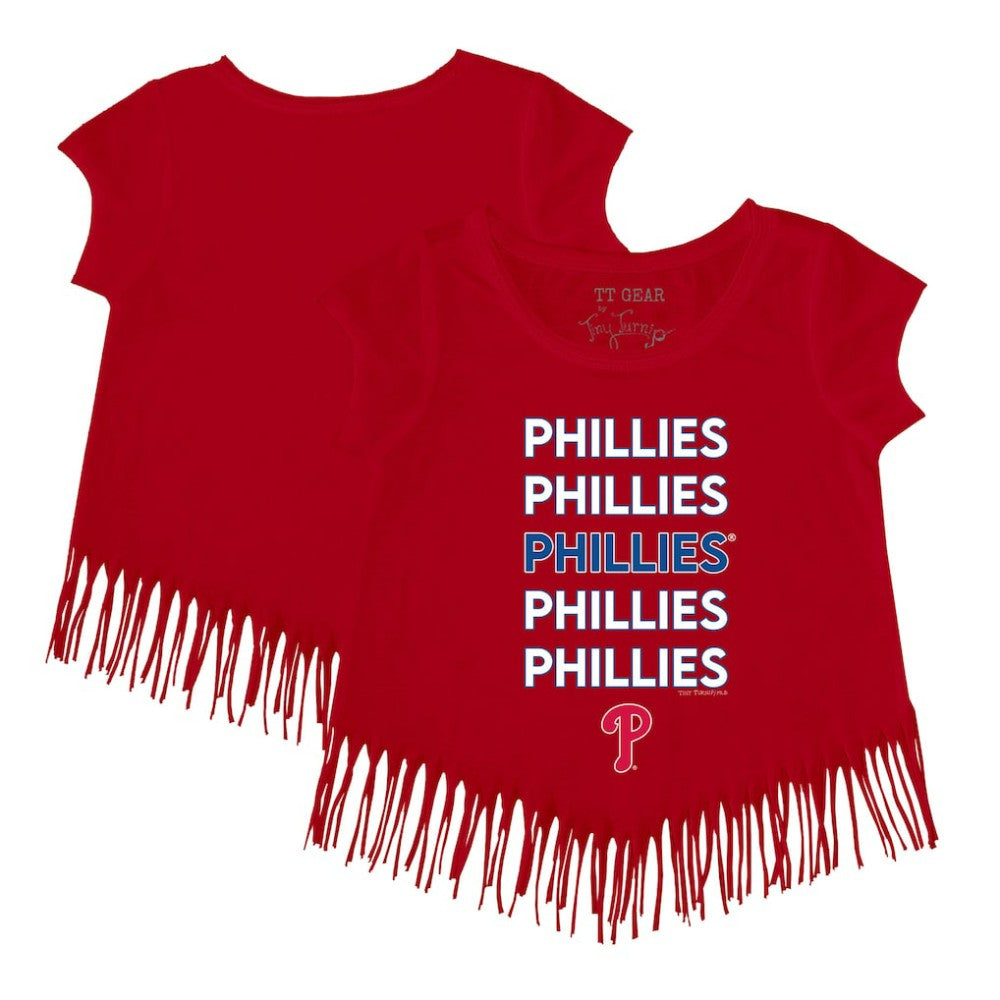 Philadelphia Phillies Tiny Turnip Girls Youth Stacked Fringe T-Shirt - MLB T-shirts