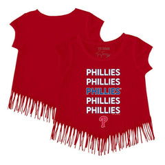 Philadelphia Phillies Tiny Turnip Girls Youth Stacked Fringe T-Shirt - MLB T-shirts