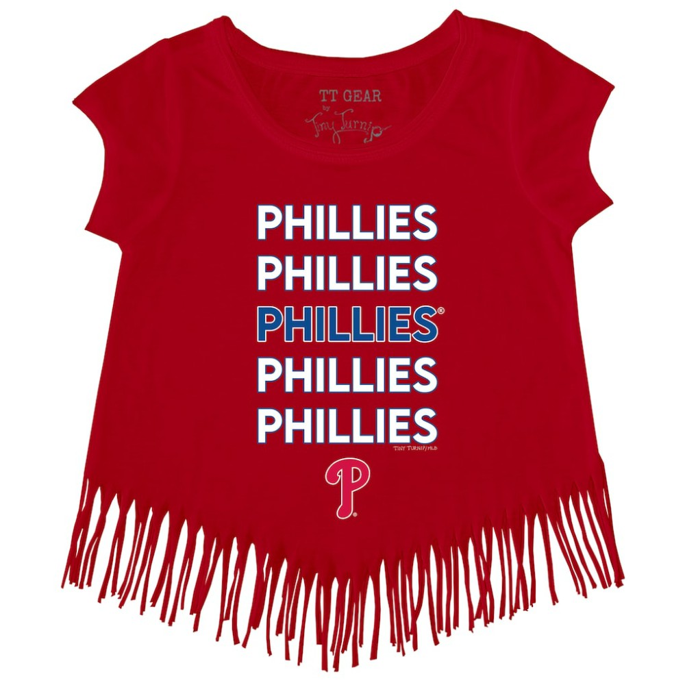 Philadelphia Phillies Tiny Turnip Girls Youth Stacked Fringe T-Shirt - MLB T-shirts