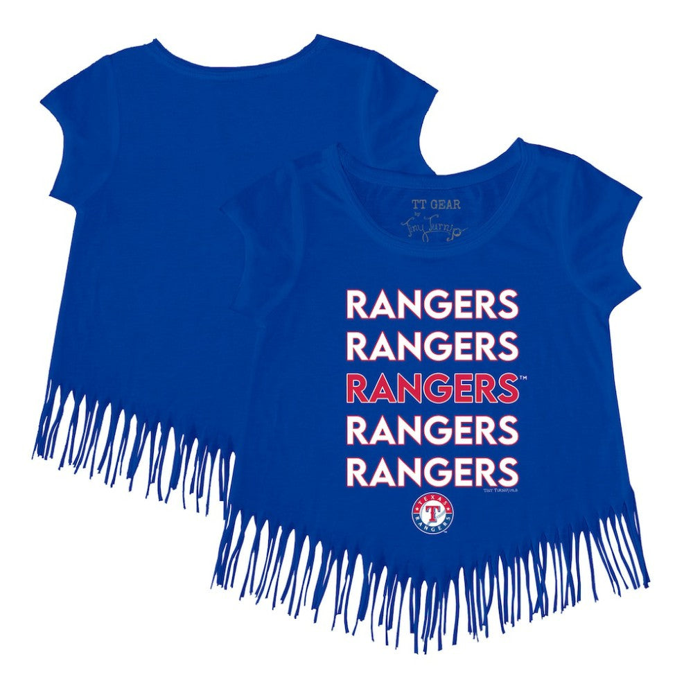 Texas Rangers Tiny Turnip Girls Youth Stacked Fringe T-Shirt - MLB T-shirts