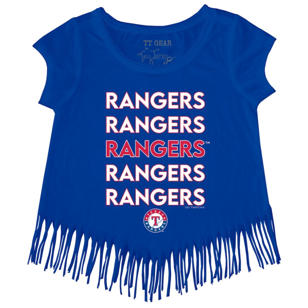 Texas Rangers Tiny Turnip Girls Youth Stacked Fringe T-Shirt - MLB T-shirts