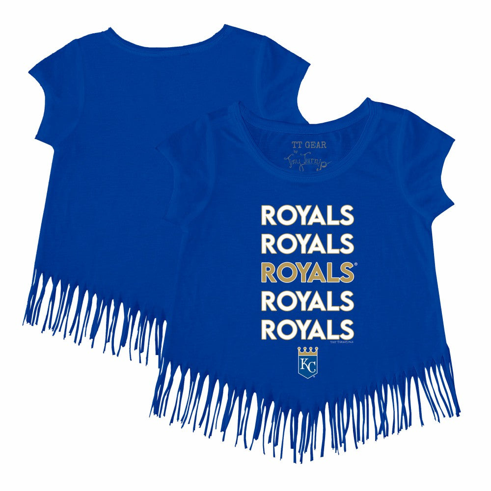 Kansas City Royals Tiny Turnip Girls Youth Stacked Fringe T-Shirt - MLB T-shirts
