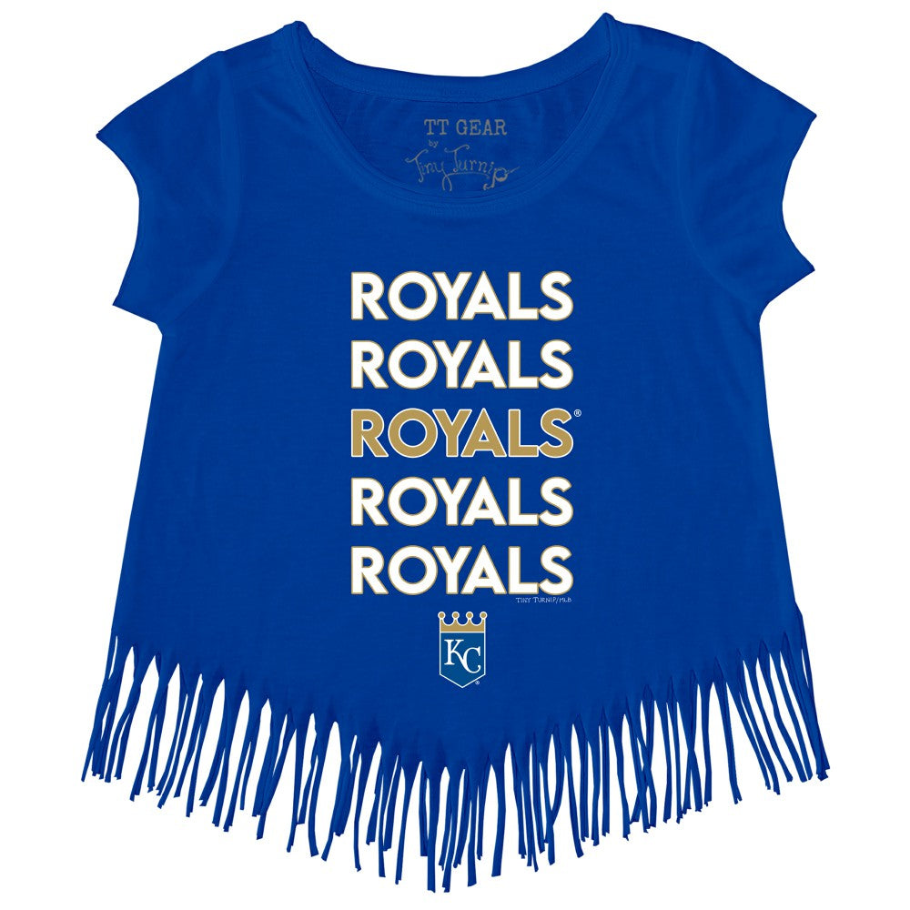 Kansas City Royals Tiny Turnip Girls Youth Stacked Fringe T-Shirt - MLB T-shirts