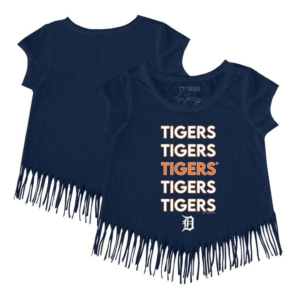 Detroit Tigers Tiny Turnip Girls Youth Stacked Fringe T-Shirt - MLB T-shirts