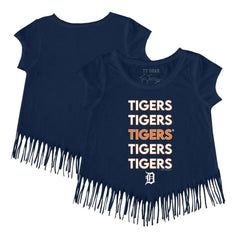 Detroit Tigers Tiny Turnip Girls Youth Stacked Fringe T-Shirt - MLB T-shirts