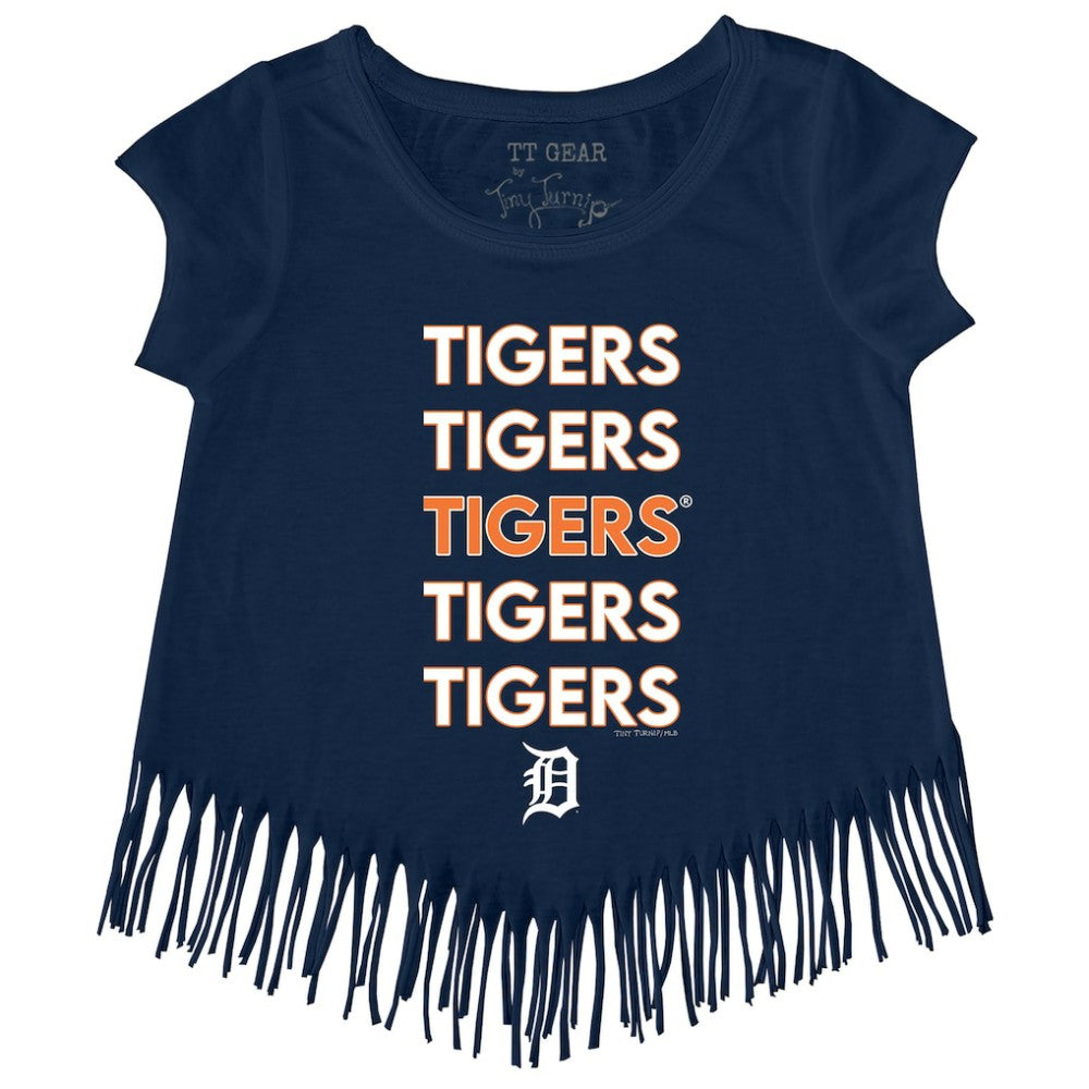 Detroit Tigers Tiny Turnip Girls Youth Stacked Fringe T-Shirt - MLB T-shirts